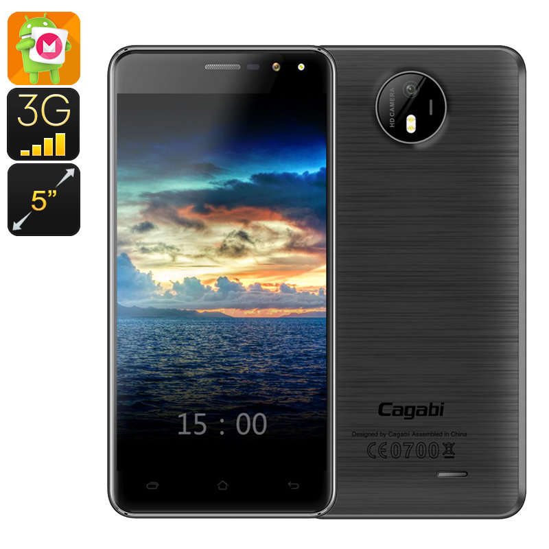 Cagabi One Android Smartphone - 720P 5 Inch Display, Dual SIM, Quad Core CPU, 8MP Camera, 3G (Black)