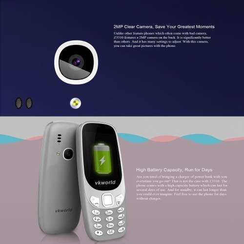 VKworld Z3310 Feature Phone 2.4 Inches 3D screen Amplified Phone speaker