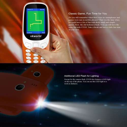 VKworld Z3310 Feature Phone 2.4 Inches 3D screen Amplified Phone speaker