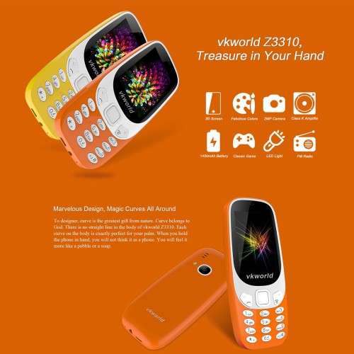 VKworld Z3310 Feature Phone 2.4 Inches 3D screen Amplified Phone speaker