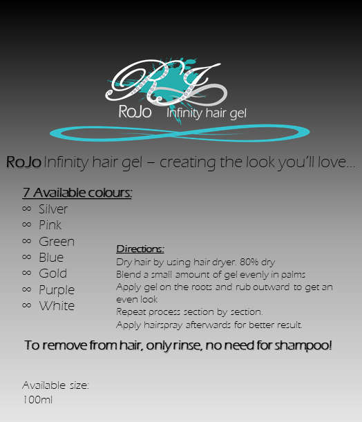 RoJo Infinity Hair Gel wax mud 6 Colors to choose from (Temporary hair color)