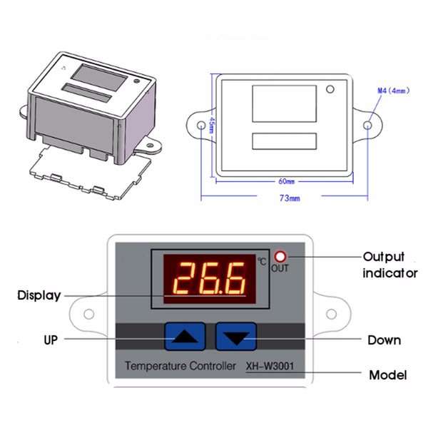 Digital Display LED Temperature Controller With Thermostat Control Switch Probe