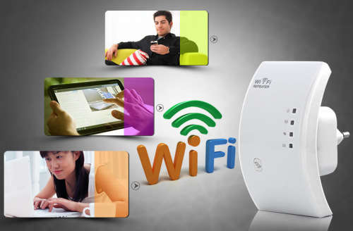 Wall Powered Wireless Signal Repeater and WiFi Access Point with WPS