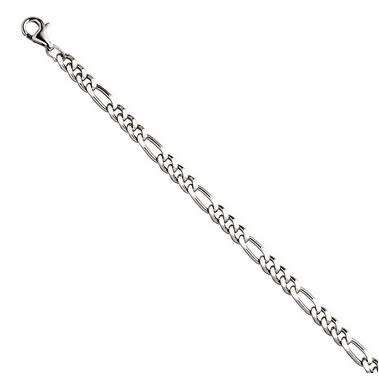 6mm Figaro Link - 316L Solid Stainless Steel Bracelet Chain - Hypoallergenic - Never Tarnish - 27cm