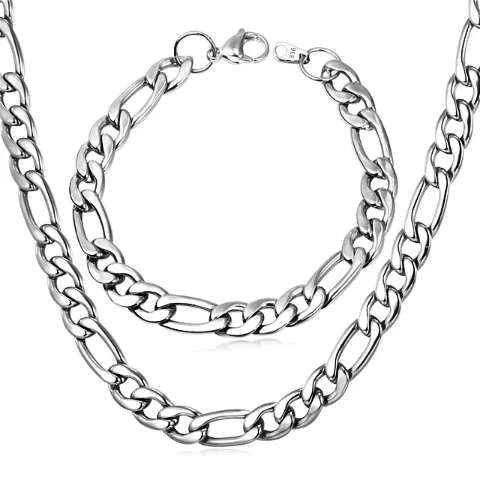 SAVE R400!! Mens Figaro SET Stainless Steel Chain and Bracelet