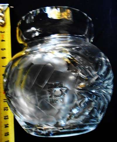 Crystal cut glass  vase with rose pattern