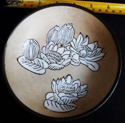 vintage 1950s nora fenton lotus design dish handpainted hong kong