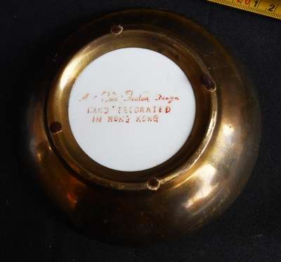 vintage 1950s nora fenton lotus design dish handpainted hong kong