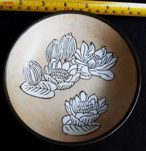 vintage 1950s nora fenton lotus design dish handpainted hong kong