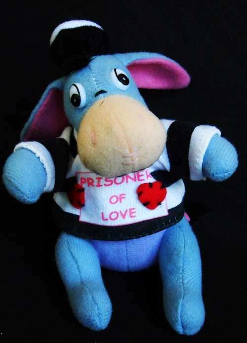 small Eeyore with Tshirt Prisoner of Love made for Woolworths DisneyTrademark