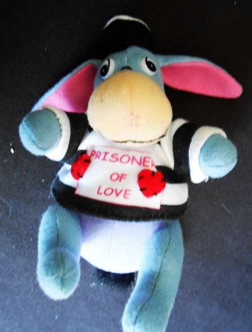 small Eeyore with Tshirt Prisoner of Love made for Woolworths DisneyTrademark