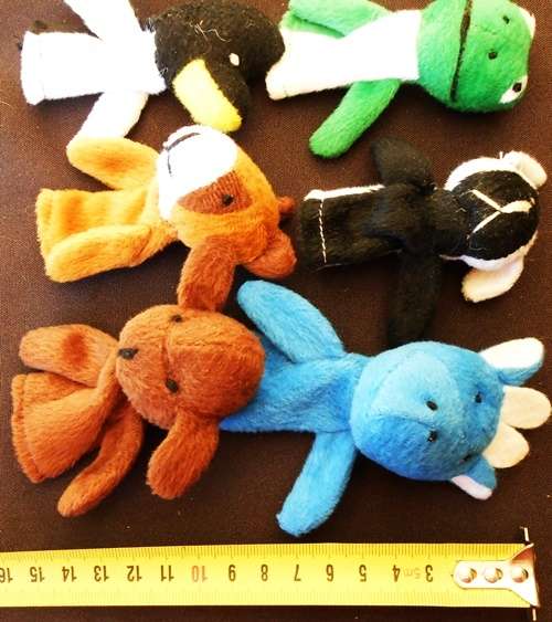 Finger Puppets six different educational animal puppets made of plush fabric