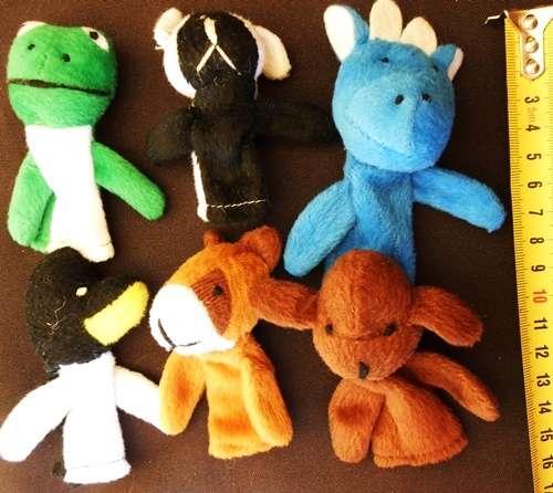 Finger Puppets six different educational animal puppets made of plush fabric