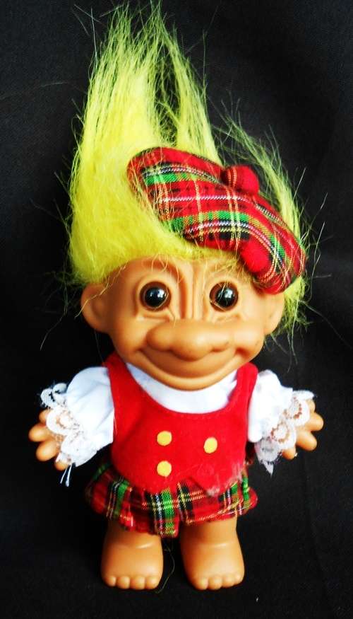 collectable troll doll in scottih dress made by russ