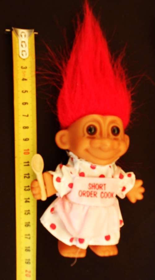 Vintage  Russ Troll from 1990 s with wooden spoon and Short order cook