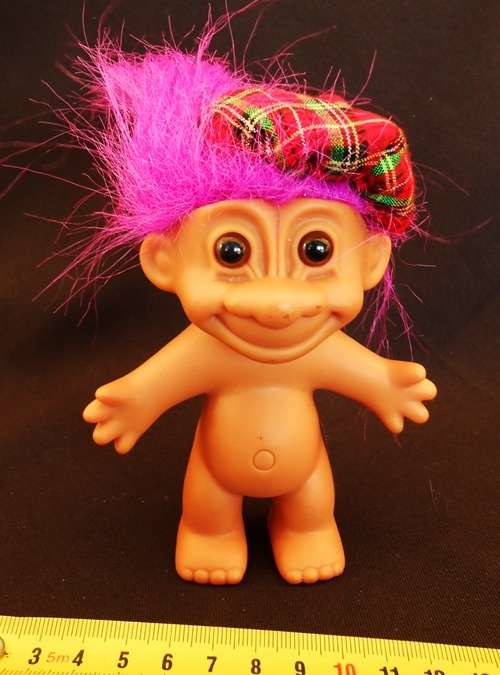 Vintage  Russ Troll from 1990 s with pink hair and scottish cap