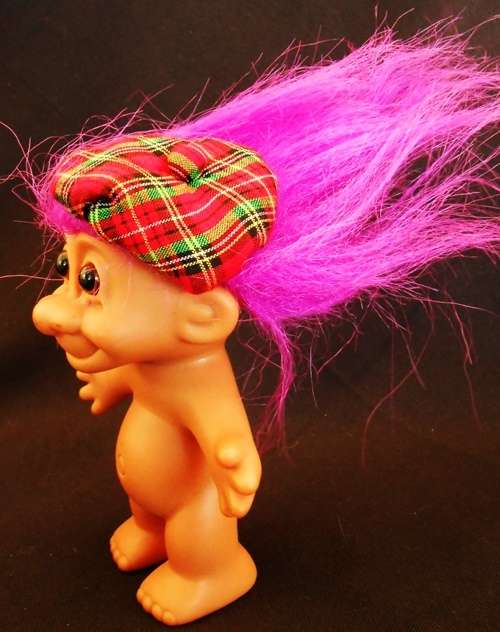 Vintage  Russ Troll from 1990 s with pink hair and scottish cap