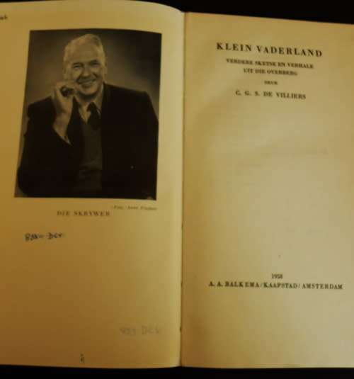 Klein Vaderland verdere sketse en verhale uit die Overberg deur c g s de villiers
