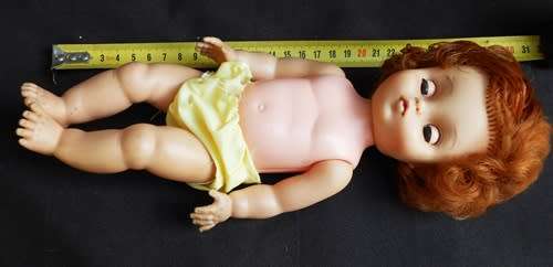 Vintage hard plastic and vinyl doll from 1950 -60 s height 30cm