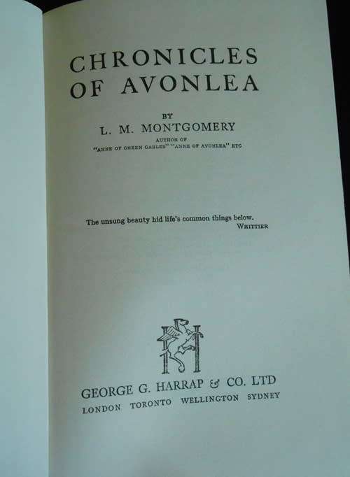 Chronicles of Avonlea by J M Montgomery