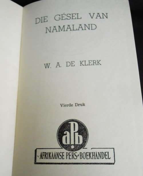 Die Gesel van Namaland deur W A de Klerk prys verlaag