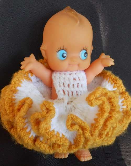 Vintage Small Kewpie Doll in Crochet dress