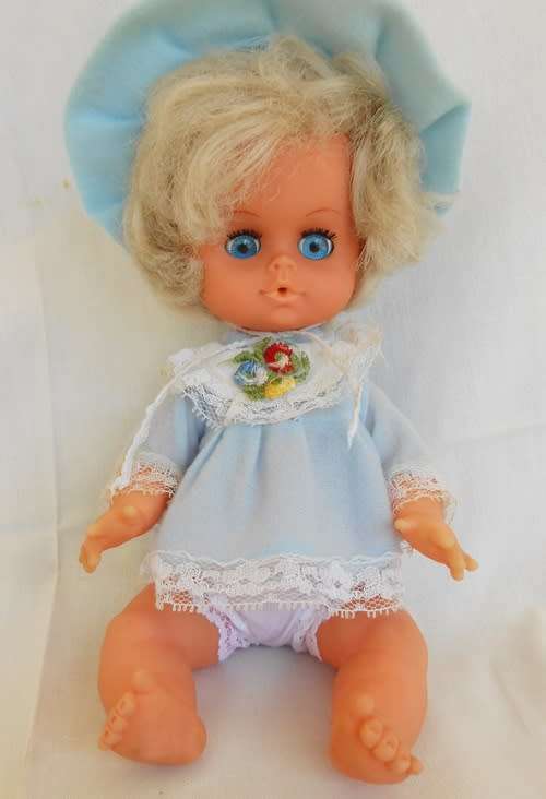 vintage 1970's Playmates little softie drink and wet doll made in hong kong original clothes