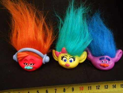 Dreamworks troll movie troll head figure pencil topper 3 figures