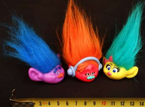 Dreamworks troll movie troll head figure pencil topper 3 figures