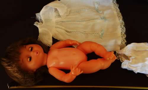 Rare Collectable Vintage Tiny Baby Love doll by Prima with brown hair