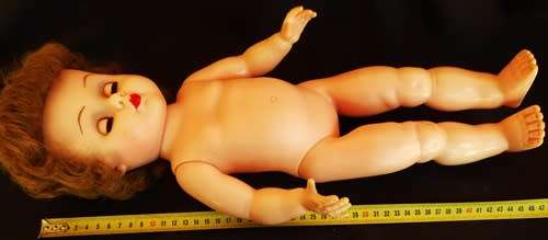 Vintage 1950 1960 s all vinyl doll with rooted hair 18 inches