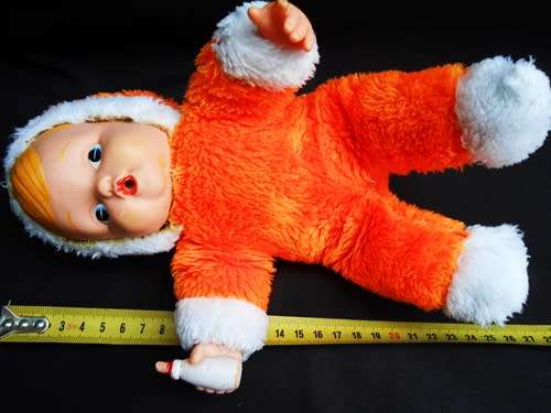 Plush Body Vinyl Face Baby Doll Vintage 9" Tall