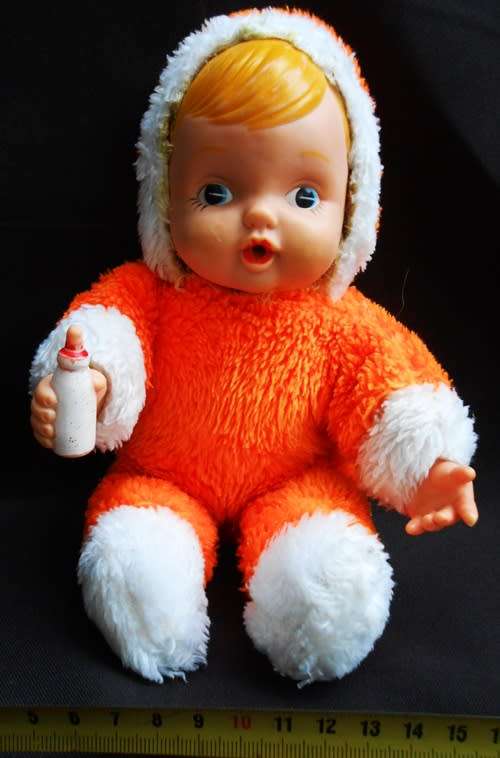 Plush Body Vinyl Face Baby Doll Vintage 9" Tall