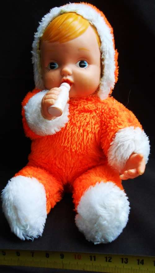 Plush Body Vinyl Face Baby Doll Vintage 9" Tall