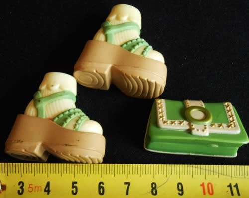 Collectable Shoes and Handbag Set for Barbie or Bratz Doll green