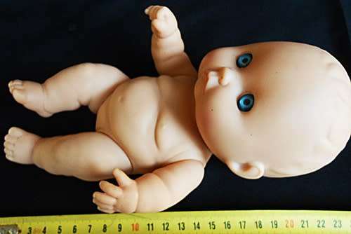 Collectable Berenguer chubby baby doll in original clothes 23 cm high