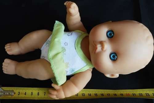 Collectable Berenguer chubby baby doll in original clothes 23 cm high