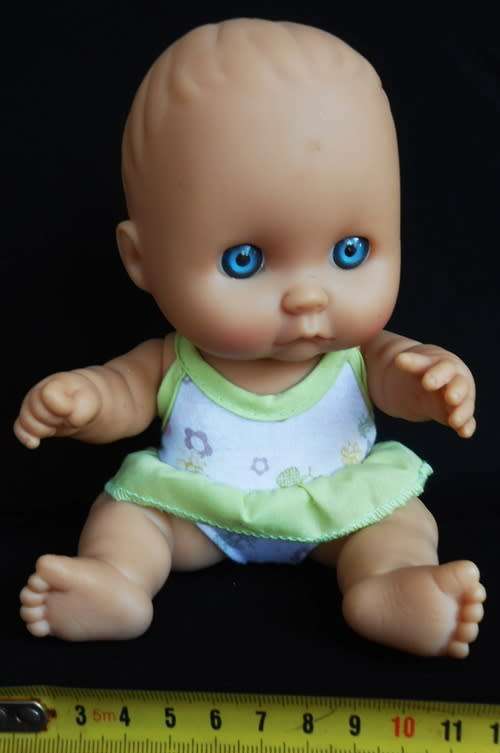 Collectable Berenguer chubby baby doll in original clothes 23 cm high