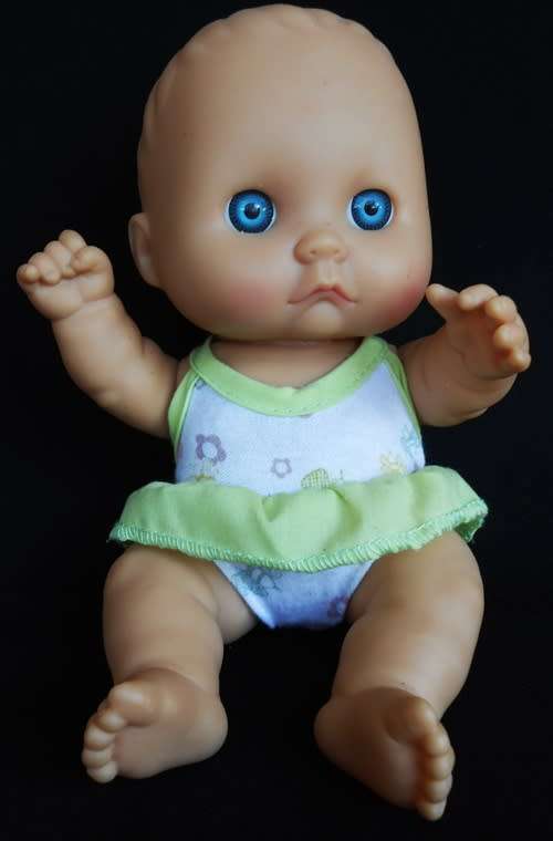 Collectable Berenguer chubby baby doll in original clothes 23 cm high