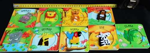 set of nine baby books with animal finger puppets