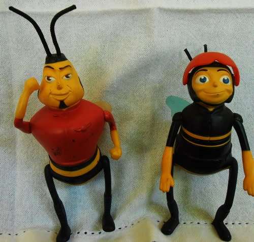 two collectible bee figures from The Bee Movie by Dreamworks