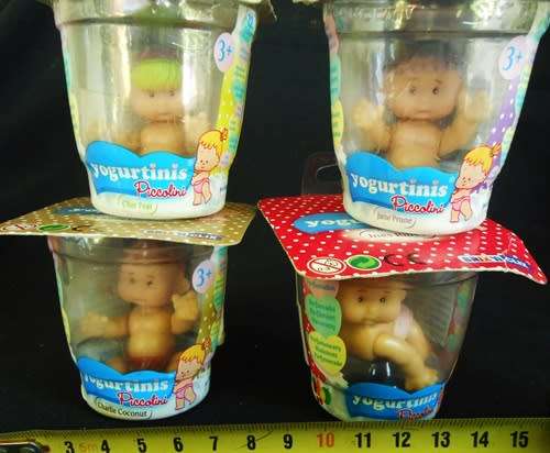 collectible small dolls Yogurtini Piccolini with diaper in yogurt tub 4 dolls set A.3  N I P