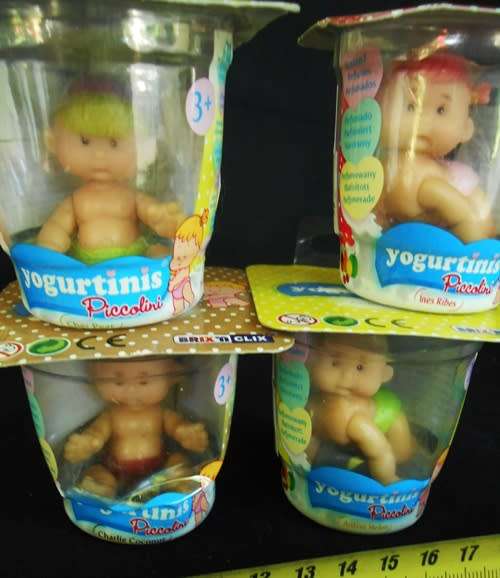 collectible small dolls Yogurtini Piccolini with diaper in yogurt tub 4 dolls set B.4  N I P