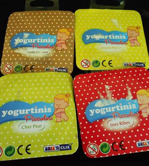 collectible small dolls Yogurtini Piccolini with diaper in yogurt tub 4 dolls set B.4  N I P