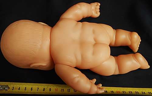 chubby baby girl doll by Sum Sum anatomically correct looks like Berenguer doll