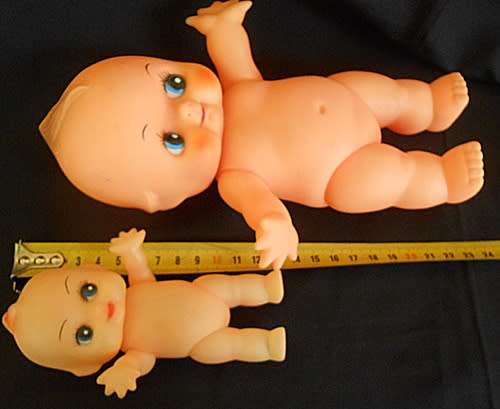 two collectable Kewpie dolls 22 and 12 cm