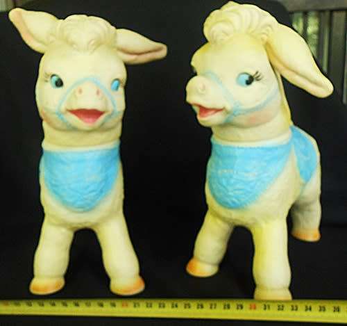 vintage Squeaky toys two donkeys