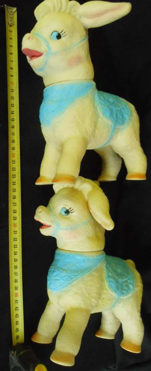 vintage Squeaky toys two donkeys