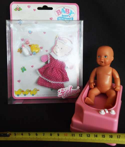 collectable Zapf  Miniworld Baby Born clothes set with extra Simba baby doll