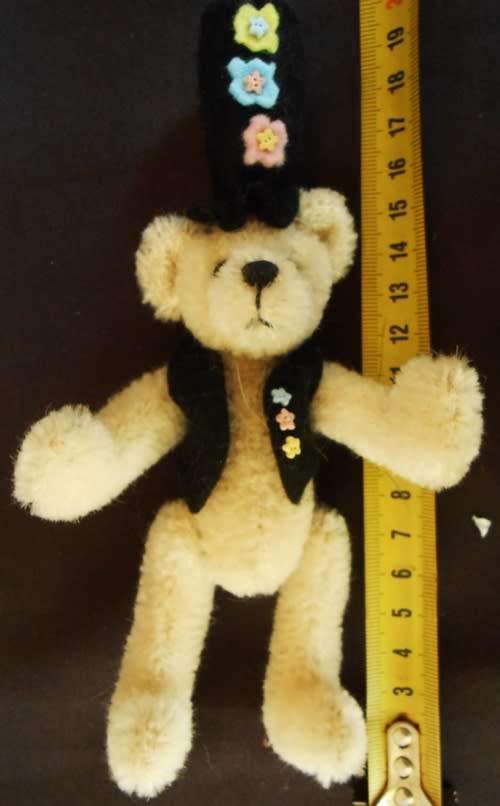 Small Handmade Collectable Mohair Teddy with top hat and waistcoat.